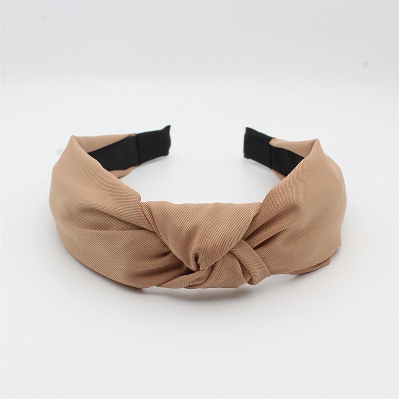 Popular Women Leopard Print Satin Fabric Knot Headband Lady Girls Simple Solid Twill Cloth Knotted Hairband Casual Head Hoop