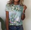 Women's Plus Size Short Sleeve T-shirt 3D Flower Print Fashion Summer Tops Tees For Women Clothes