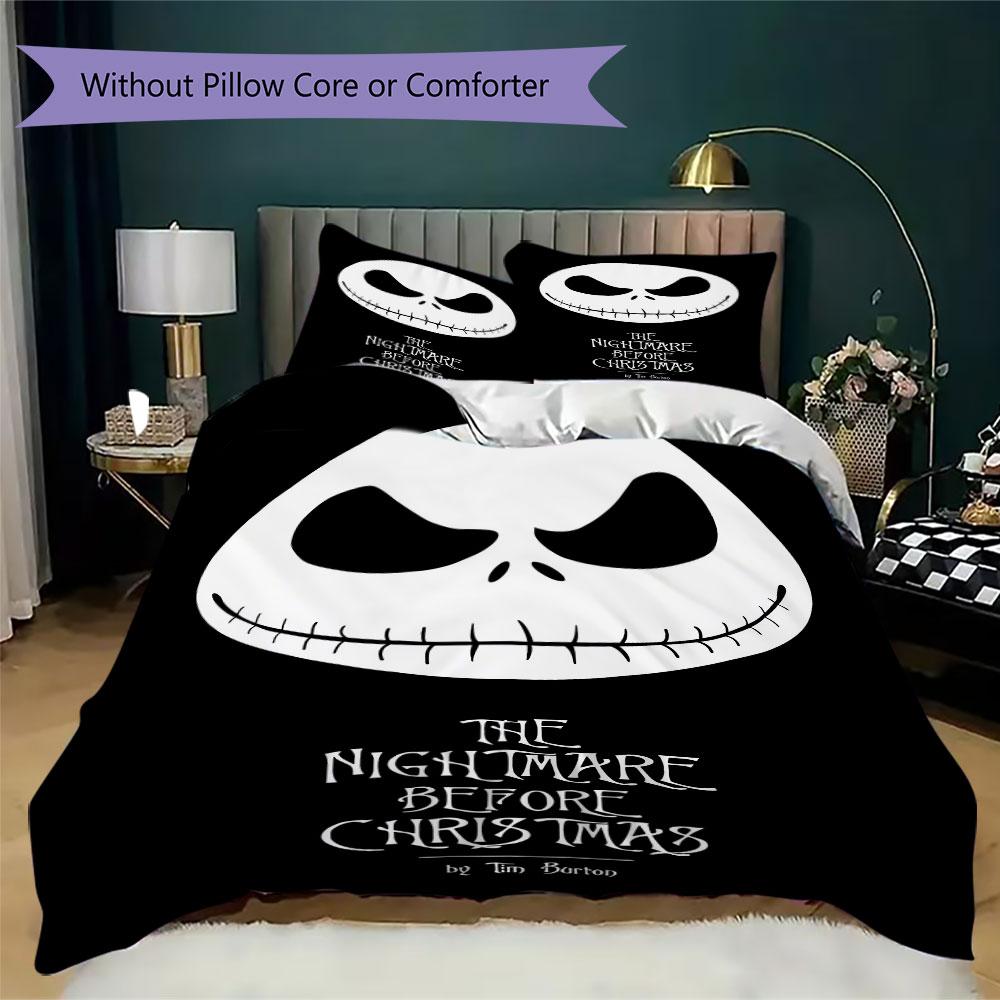 Christmas Jack Skull Prints bedding, duvet cover and pillowcases, birthday gift (1 duvet cover + 2 pillowcases, pillow insert not included)JM006
