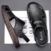 2025 men's shoes summer leather beef tendon sole sandals men's bag head beach shoes summer casual outdoor dual-purpose sandals non-slip