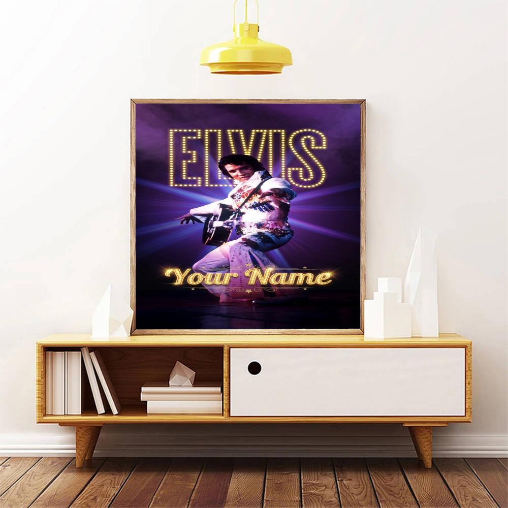 Elvis Presley Personalized Name Round Diamond Painting Kit Diamond Embroidery Painting Rhinestones Mosaic Frameless Handwork Decoration Arts