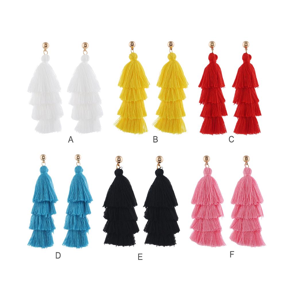 Tassel Earrings Vintage Fashion Chandelier Ear Bohemian Style Fringe Ethnic Dangle Hoop Boho for Beach Girls Accessories