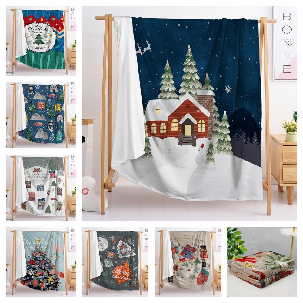 Blanket Flannel Blanket Christmas Illustration 2D Digital Printing Blanket Blanket Living Room