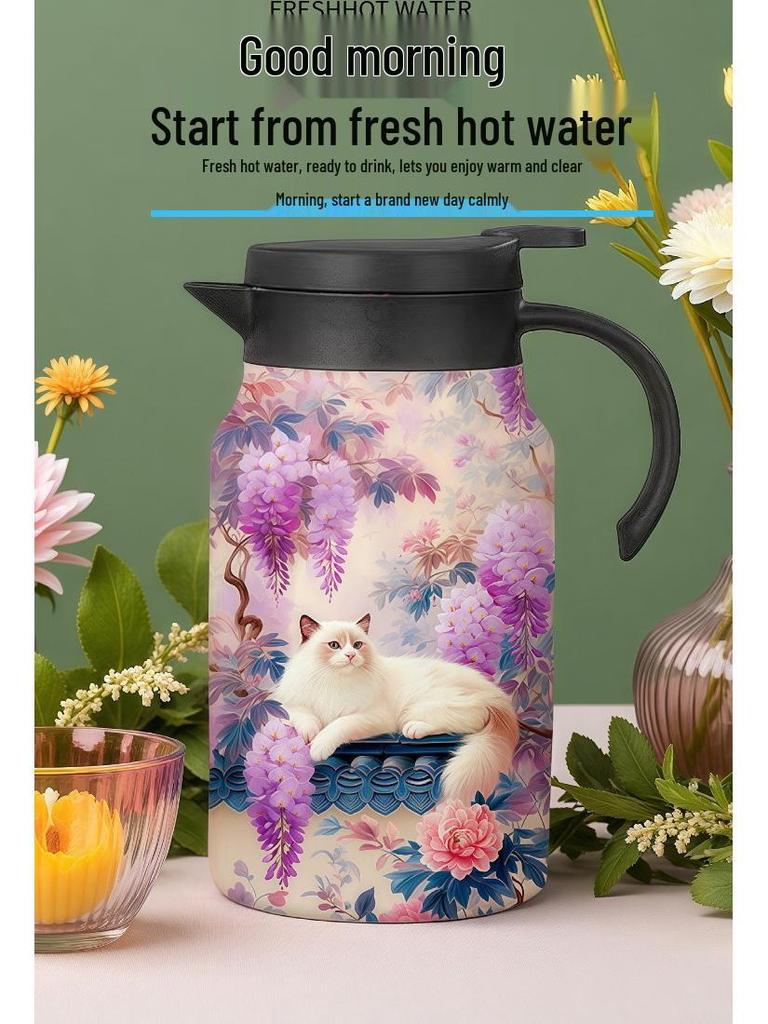 316 Stainless Steel Large Stewing Teapot – Insulated, Health Preservation, with Exquisite Patterns and Tea-Water Separation