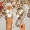 Fashion Shoes Beige Heeled Sandals Ladies' Slippers Platform Big Size Luxury Slides Low Black Soft Designer Rome Rubber PU Fabric Fashio