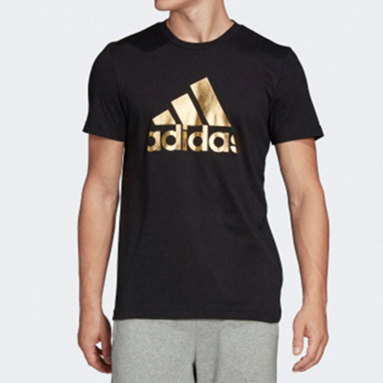 adidas T Shirts Men's Black Crew Neck Moderate Straight Fit FN1735