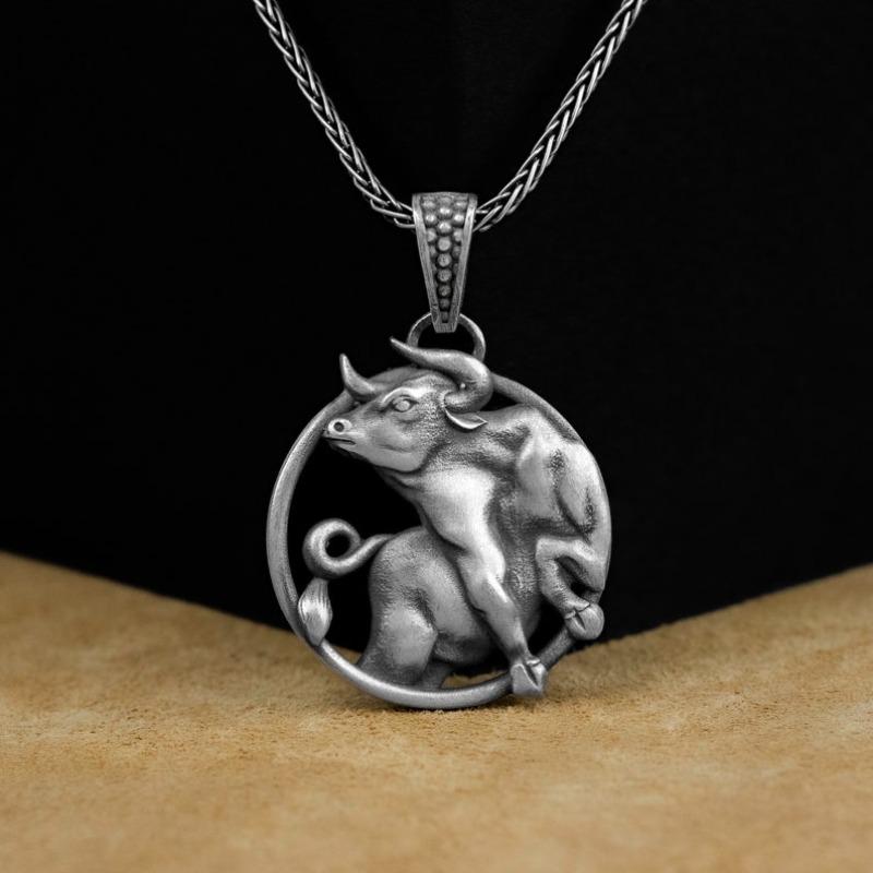Bull pendant, unique bull-shaped men s necklace, Taurus zodiac pendant chain, animal necklace, birthday gift.