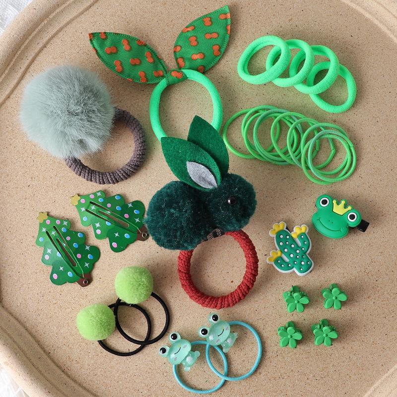 

30Pcs Children Hair Clip Hair Bands Set Girls Rabbit Headwear Rubber Band Elastic Hair Accessories Hair Band Hairpin Headdress