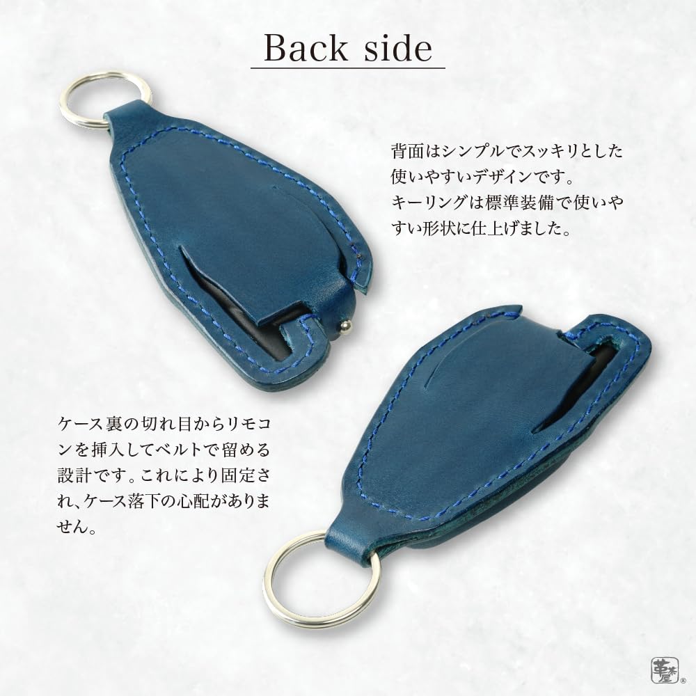 [Kecha-ya] Clifford G6 Car Security Remote Control Case, Smart Key Cover, Genuine Leather, Made in Japan, Stylish, Personalized, with Window (Blue)