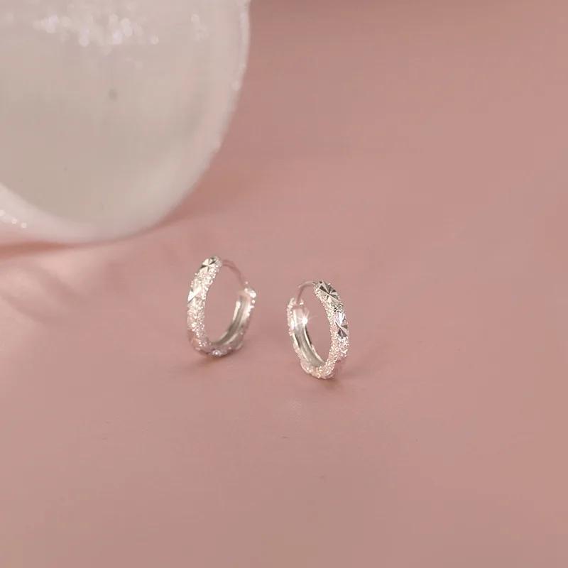 

925 Sterling Silver Starry Earrings Sparkling Star Earrings Minimalist Plain Ring Earrings Party Fashion Jewelry Birthday Gift серебряный