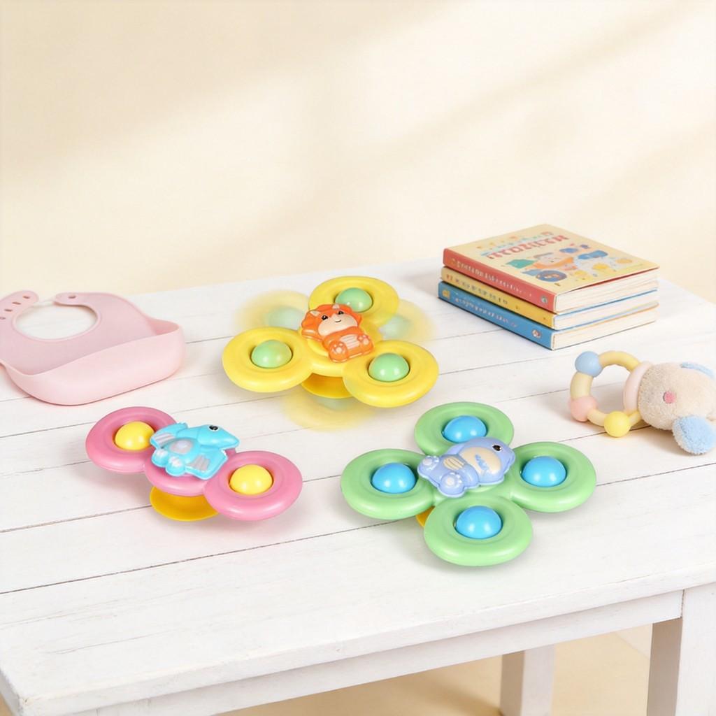 Infant Spinner Toy Pack With Plastic Material For Bath And Classroom Fun