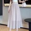 Polka Dot Chiffon Pleated Skirt Women's Summer Dot Midi High Waist Drape Slimming Versatile A-Line Skirt