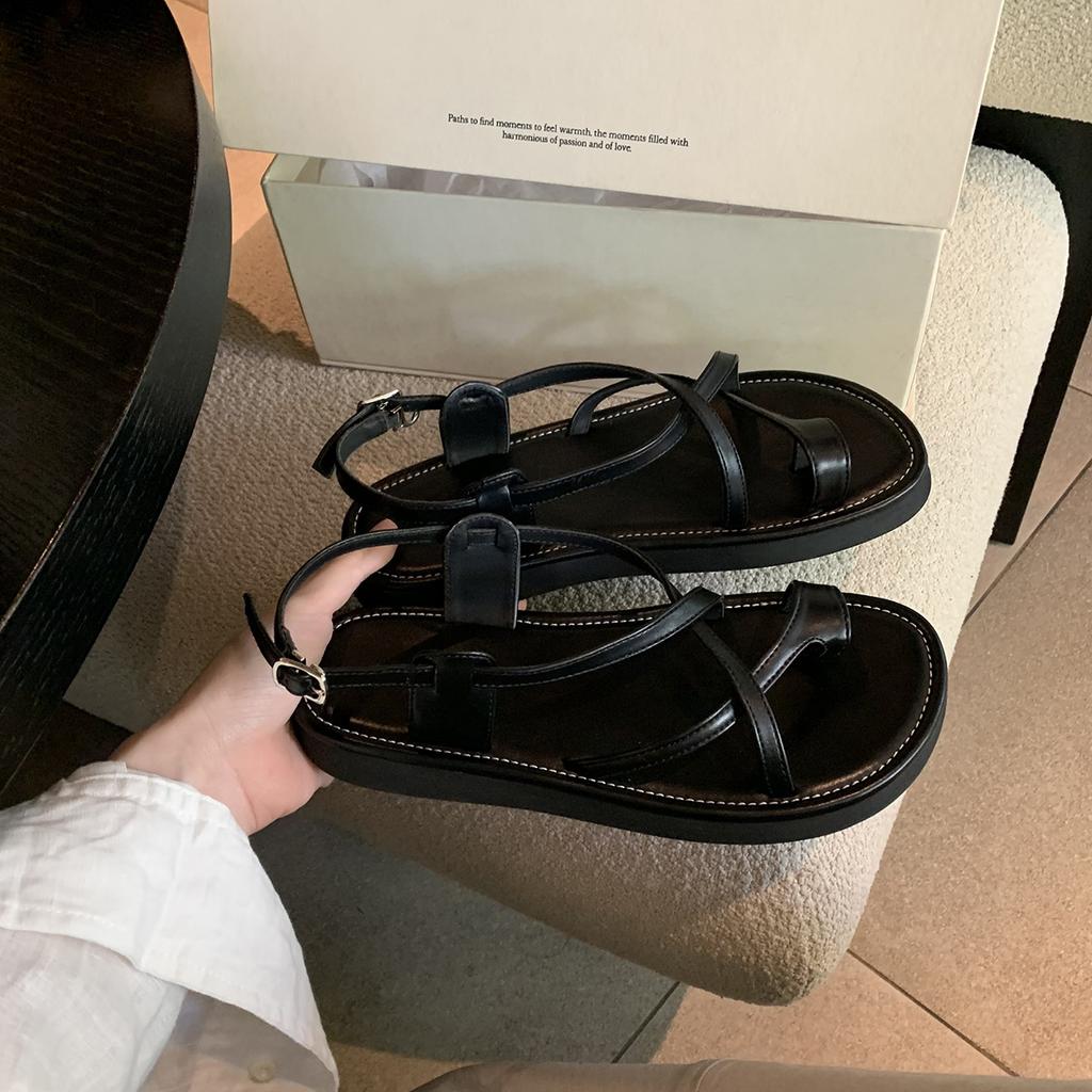 Roman Holiday~ Summer 2025 New Vintage Crossstrap Set Toe Platform Beach Casual Roman Sandals Women