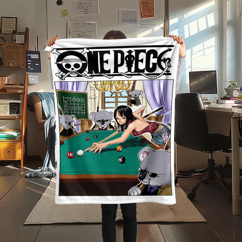 One Piece Charakter Print Flaneldecke, Hohe Qualität, Bequem für alle Jahreszeiten, Heimdekoration, Wärme und Komfort, Perfekt für Weihnachtsgeschenke