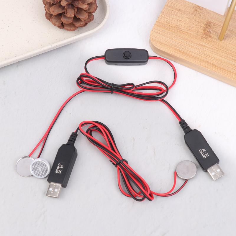 Usb To 3V Cr2032 Fake Battery Charger Cord With Switches Power Supply Cable For Watch Microphone Toy Remote