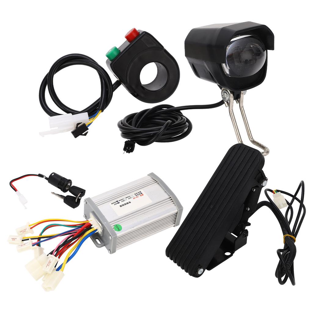 48V 800W Electric Bike Brushed Controller Pedal Throttle Headlight Switch Keys Kit for Conversion