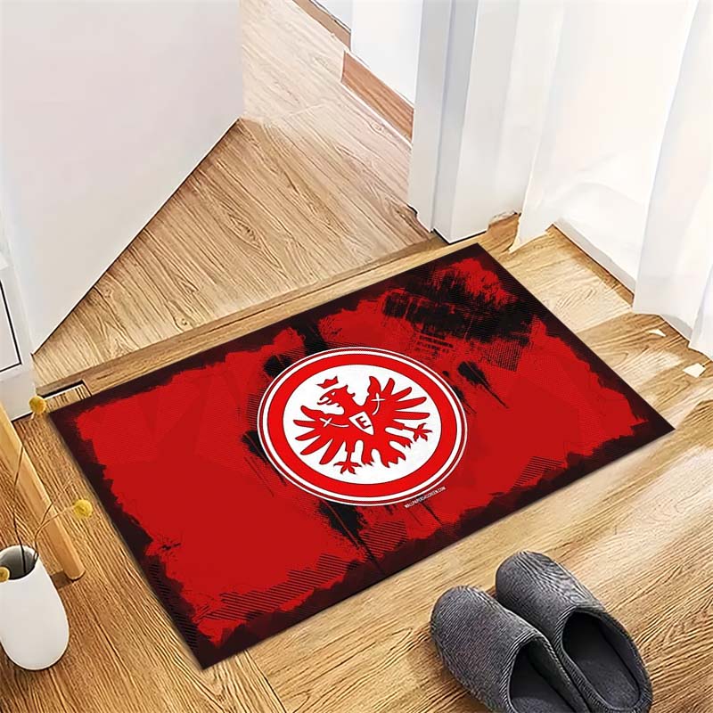 Eintracht Frankfurt Club Logo Teppich, Rutschfeste Rote Fußmatte für Wohnzimmer Schlafzimmer Fußballfan Heimdekoration Geschenk