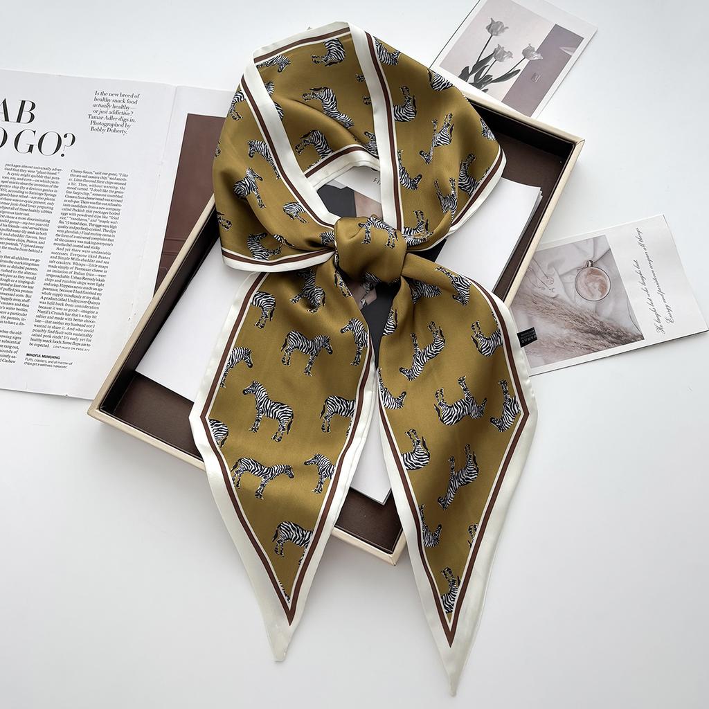 Luxury Print Scarf Skinny Ribbon Hairbands Women Neck Kerchief Foulard Hair Bands Scarves Bag Handle Ribbon 145*14Cm