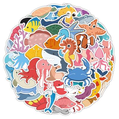 60 peças de Organismos Fofos Para Garrafas de Água, Animais Divertidos Adesivos de Vinil Para Crianças Laptop Caderno Scrapbook Carro Bagagem Skate Diário Guitarra