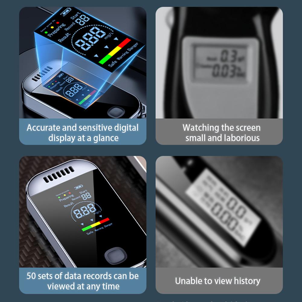 NEW Portable USB Rechargeable Electronic Alcohol Tester Professional Digital Breath Alcohol Tester With LCD Display
