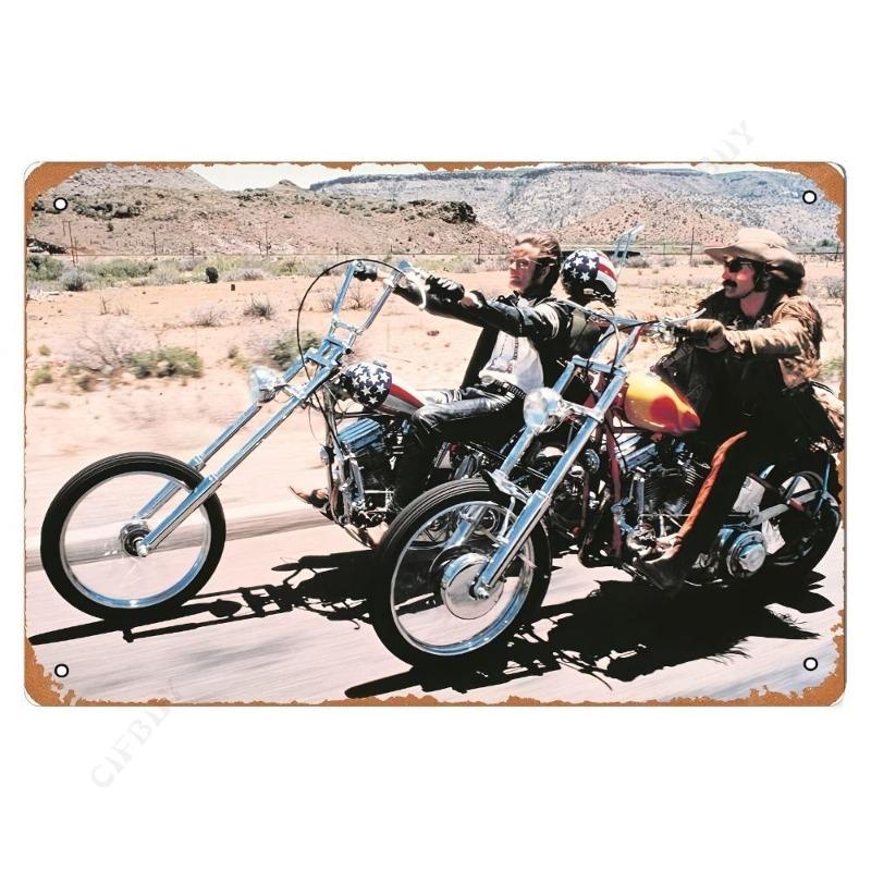 Motorcycle Metal Wall Sign, Garage Bar Decor 20x30cm