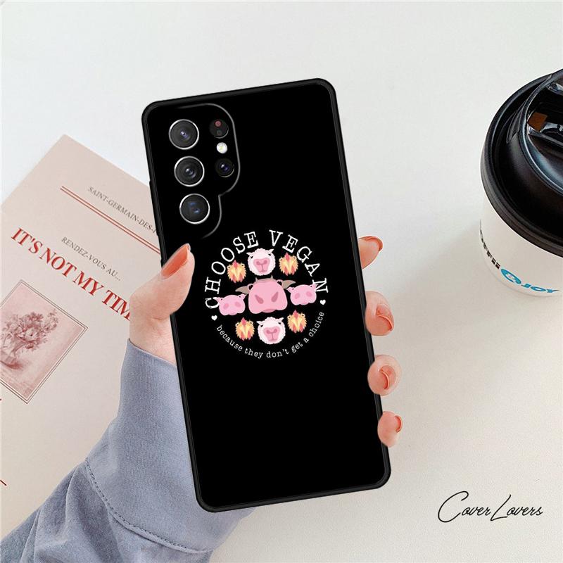 Vegetarian Quotes VEGAN LOVE VEGGIE phone case For Samsung Galaxy S24 S25 S23 S22 Ultra Note 10 20 Plus S20 S21 FE Cover