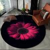 3D Luxury Flower Rose Daisy Nordic Round Carpet Rug for Living Room Bedroom Child Playroom Chair Decor,Pet Area Rug Non-slip Mat
