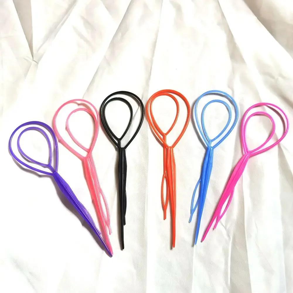 Lot de 2 pinces à queue de cheval en plastique pour femme et fille, accessoire de coiffure, tresse, noir