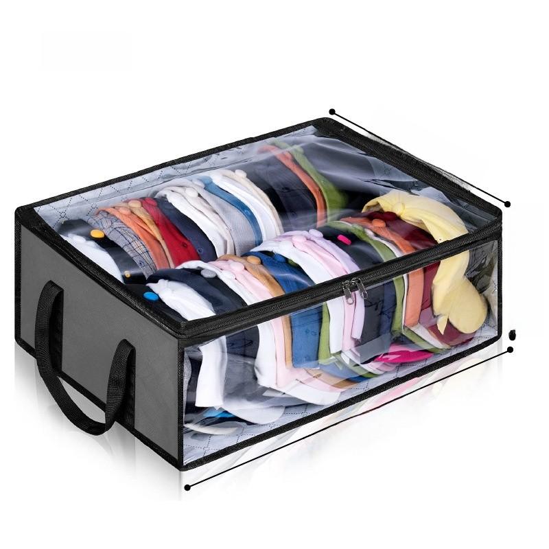 Clothing Storage Box With Clear Lid And Foldable Design For Bedroom And Closet Organization