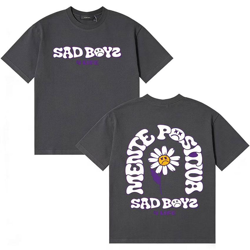 Singer Junior H Sad Boyz 4 Live Graphics Cotton T Shirt Unisex Women Short Sleeve Casual Hipster Double Sided Print Gothic Cozy Tee