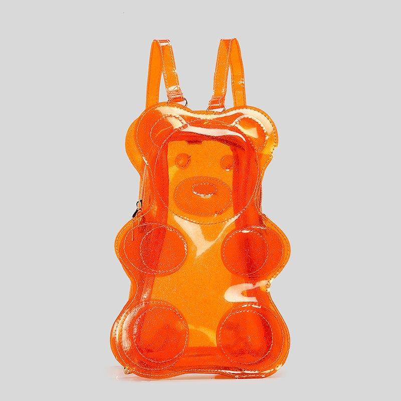 New cute transparent bear gummy backpack going out to play children's messenger bag PVC jelly bag