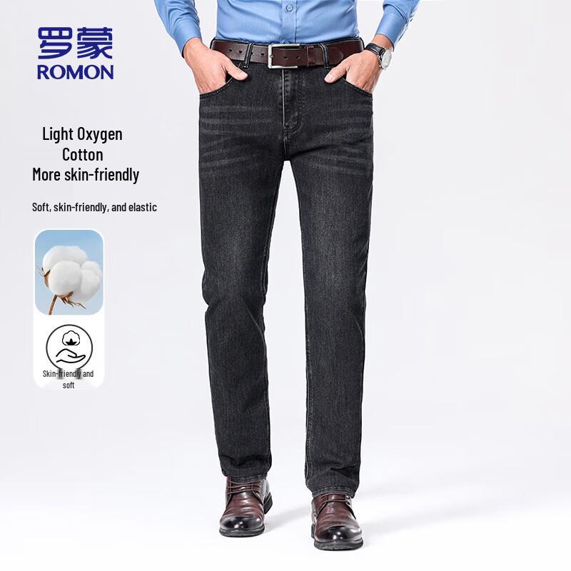 

ROMON Men s Thickened Straight-Leg Stretch Jeans 38