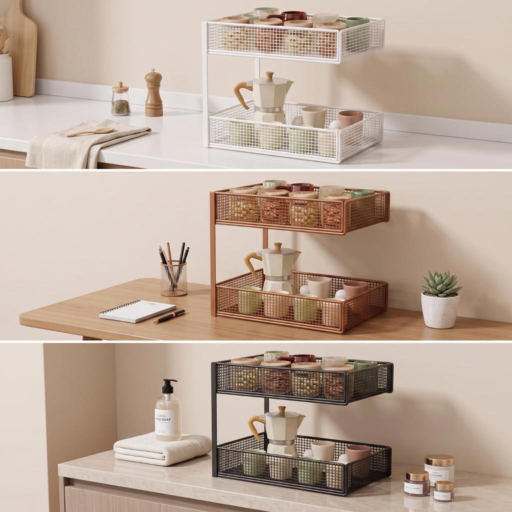 Space-Saving Potato Basket Ventilated, Kitchen Countertop Rack with Baskets,