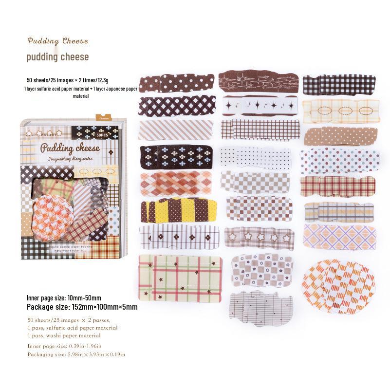 Сахарная Поэзия Двойная Упаковка: 50 Листов Однотонные Отрывные Наклейки для Коллажа и Дневника