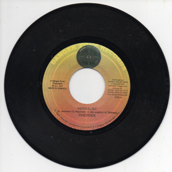 7inch Record CHEZIDEK / STRAT DON - Herbalist / Music NONE Danger Zone Rec 2007 Jamaica Reggae, Ska & Dub Used