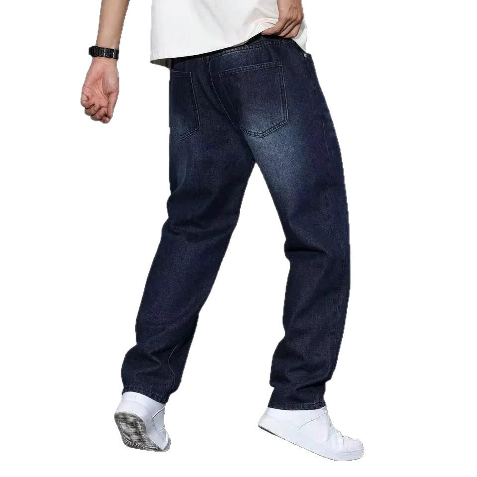 2026 Autumn New Cotton Elastic Men's Jeans Trendy Fashion Versatile Casual Straight Loose Jeans