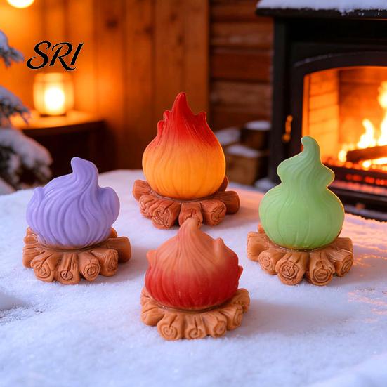 Outdoor Camping Scene Decor Micro Landscape Ornament Resin Campfire Model Miniature Figurine Desktop with Realistic Flame Texture for Dollhouse Small