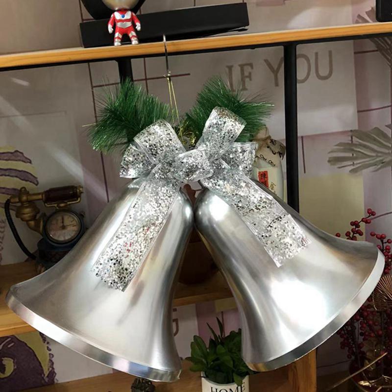 80cm Extra Large Golden Christmas Bell Ornament with Dual Clocks and Speakers for Mall, Hotel, or Bar Decor