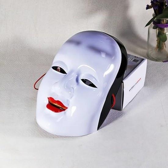 Homilius Otafuku Okame Mask Noh Kabuki 4 Types Set Kyogen Geisha Style Japanese High-Quality Good Luck Item Unisex Costume Party Cosplay Folk Craft