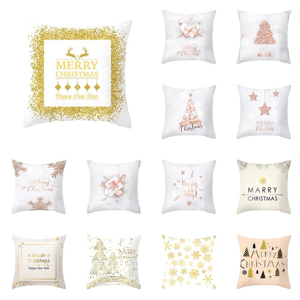 

Christmas tree snowflake printed cushion cover for home living room sofa decoration polyester pillowcase 45X45CM