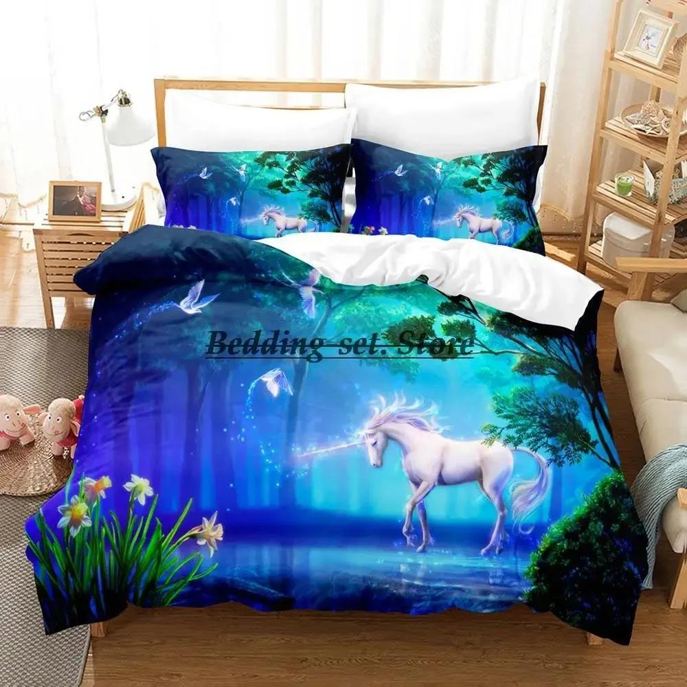 Regenbogen Pferd Einzelhorn Bettwäsche Set Einzel Twin Full Queen King Size Bett Set Aldult Kid Schlafzimmer Duvetcover Sets Bettlaken Set