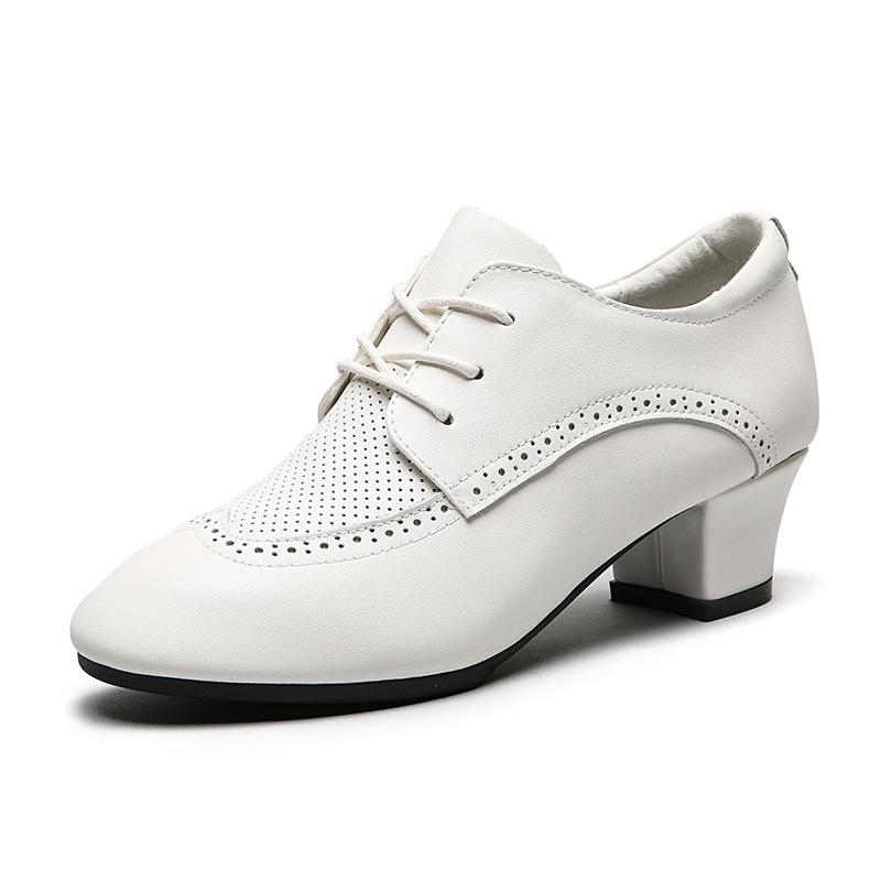 Girls Tango Salsa Performence Practice Woman Sneaker Ballet Shoes Women Latin Dance Shoes Leather Lace-up Ballroom Shoe