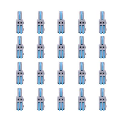 20Pcs Quick Terminal Block 1 In 2 Out Wire Connector TShape PushType Wiring Splitter SPLF12A(Blue )