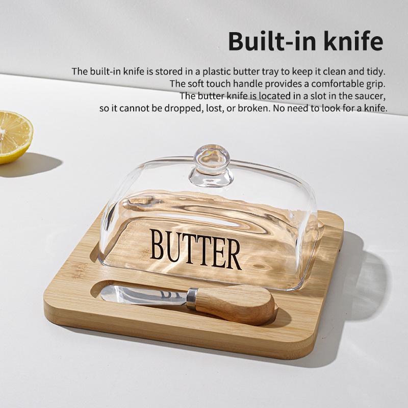 Nordic Style Glass-Covered Butter Dish & Cheesecake Dessert Box