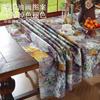 Country Retro Oil Painting Big Flower Cotton And Linen Tablecloth Pastoral Table Cloth Coffee Table Cover High-End Tablecloth