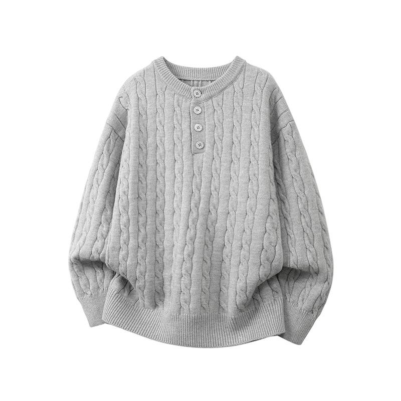 Twisted Crew Neck Men s Autumn/Winter Sweater - Thick, Trendy, Casual Knitwear, Lazy Style Base Layer. 2XL
