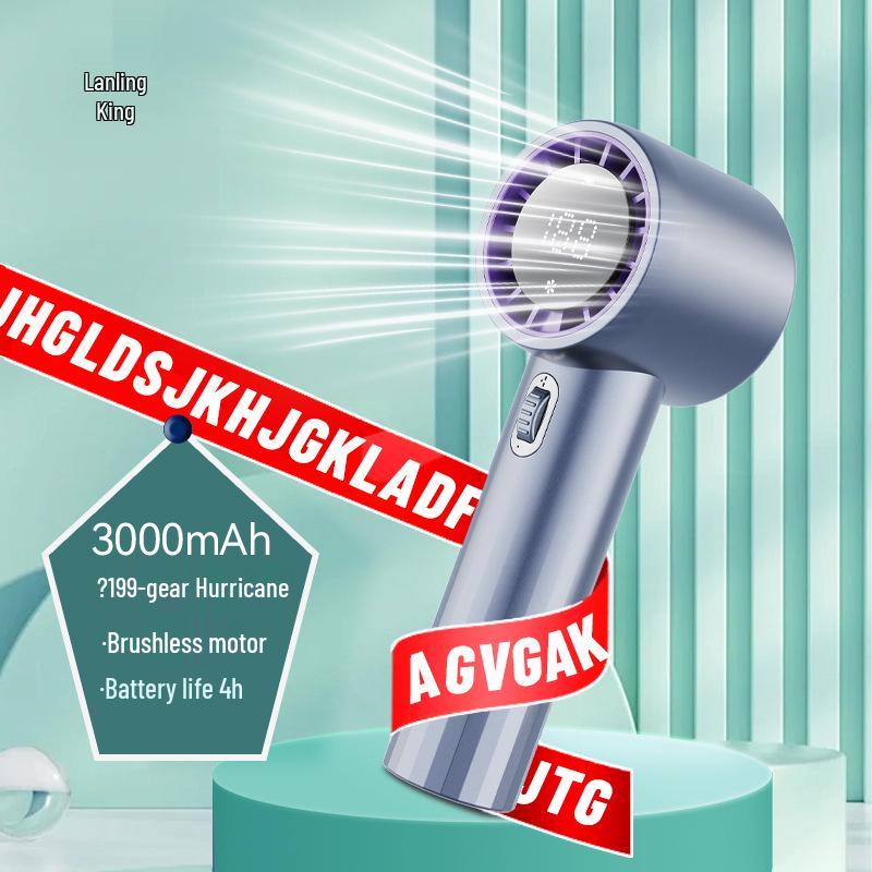 Compact USB Handheld Fan with Digital Display & Long Battery Life