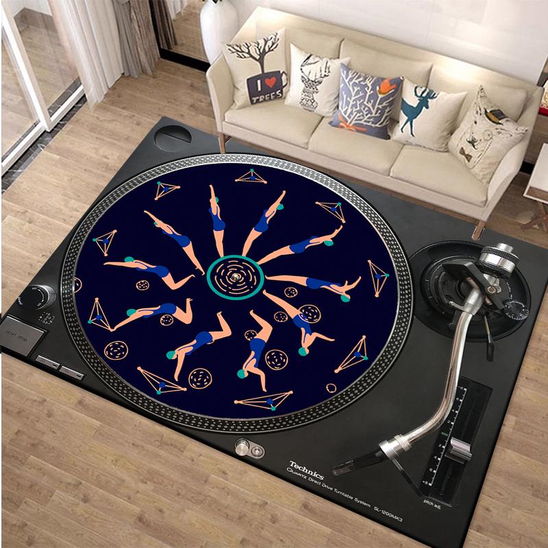 1PC Vinyl Disc Player Pattern Rug Carpets for Bedroom Living Room Sofa Music Mat Creative Door Mat Cloakroom Home Decor Gifts