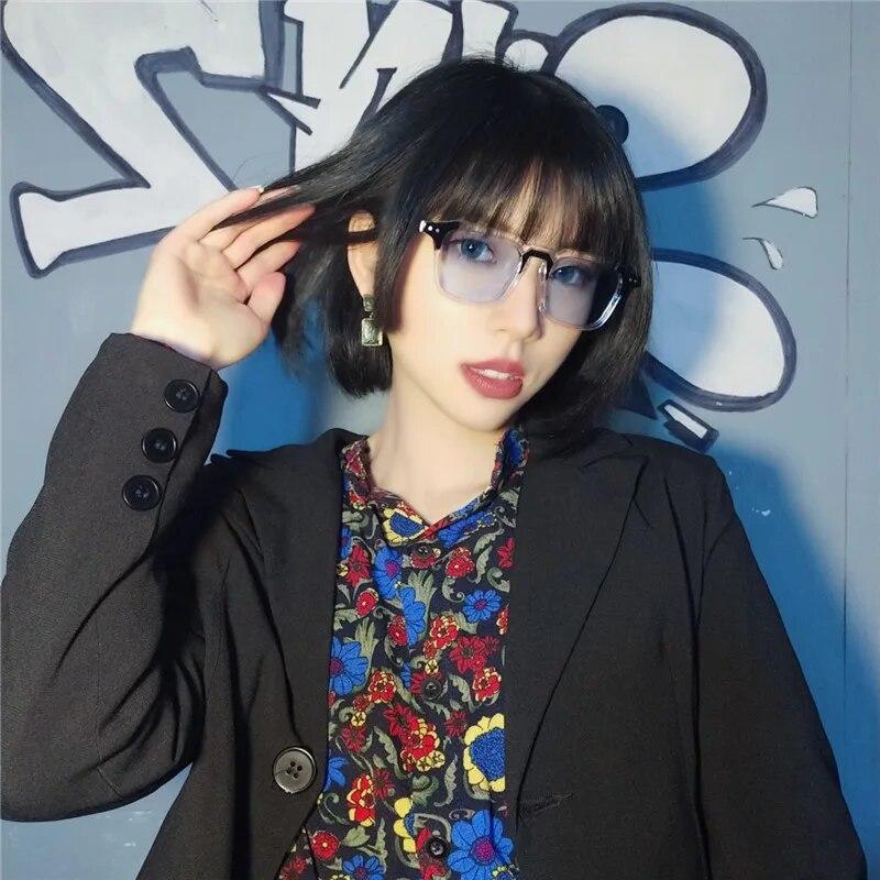 high-quality new splicing meter nail square sunglasses Fashion men hip hop glasses retro sunglasses women