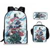 Japan Cartoon Comics Demon Slayer Student Backpack  Stylish Three-Piece Backpack Set 0013